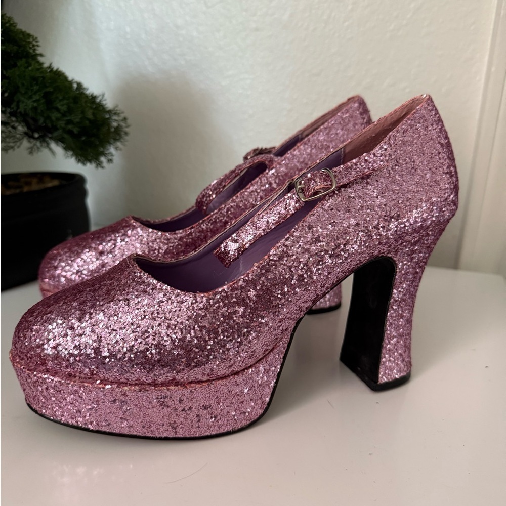 Mary Jane Sparkling Pink Heels like new